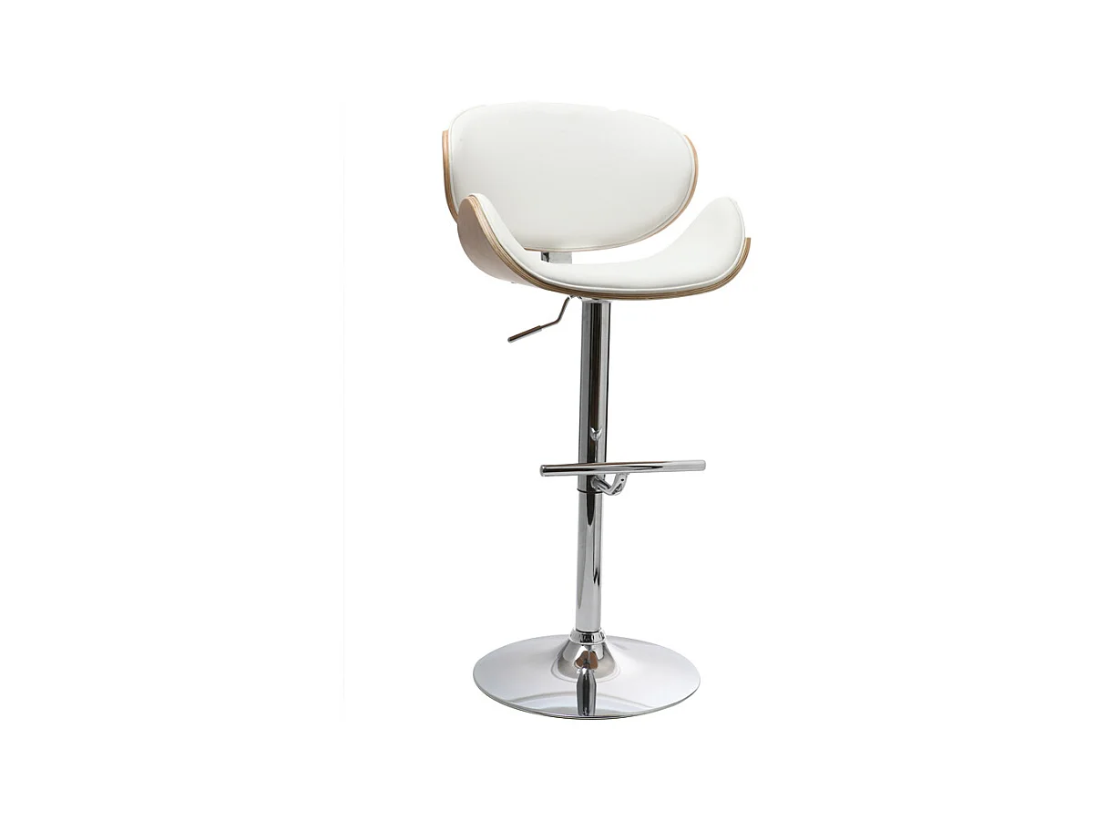 Tabouret de bar design blanc et bois clair WALNUT
