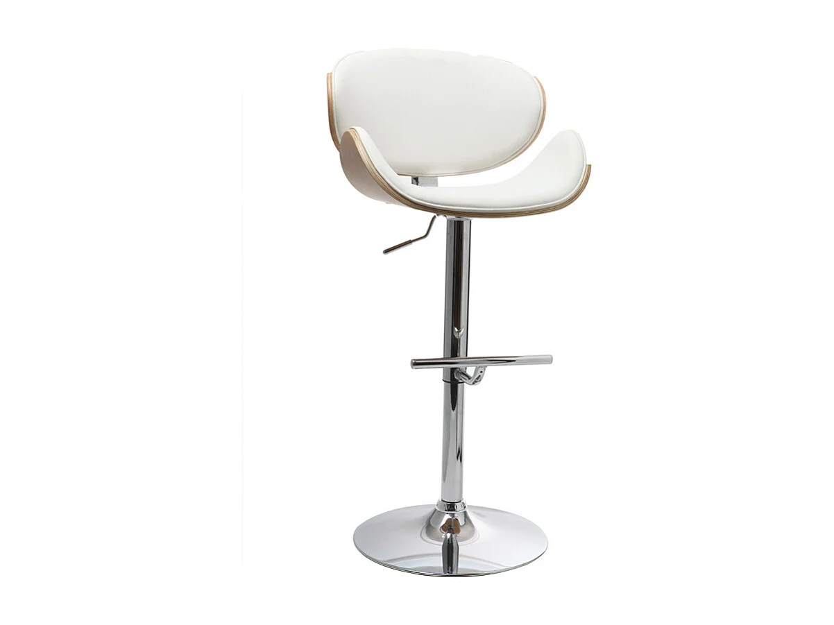 Tabouret de bar design blanc et bois clair WALNUT