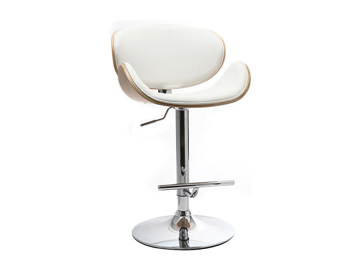Tabouret de bar design blanc et bois clair WALNUT