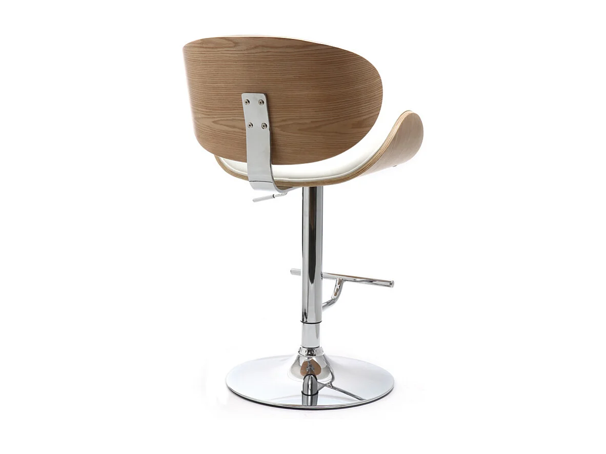 Tabouret de bar design blanc et bois clair WALNUT