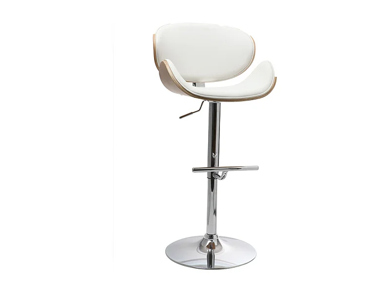 Tabouret de bar design blanc et bois clair WALNUT