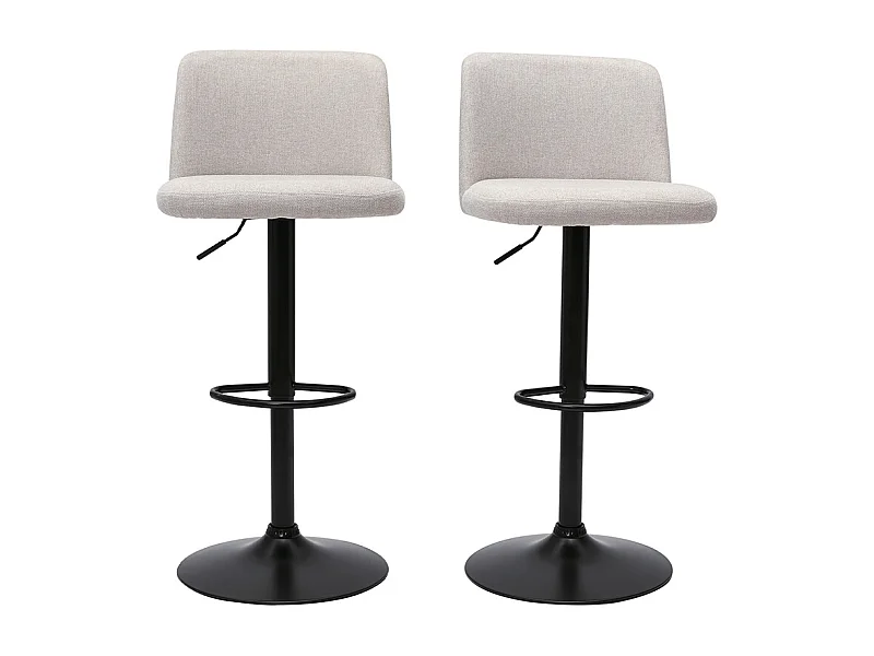 Sgabelli da bar regolabili in tessuto effetto velluto testurizzato beige e metallo nero (set di 2) MONTI