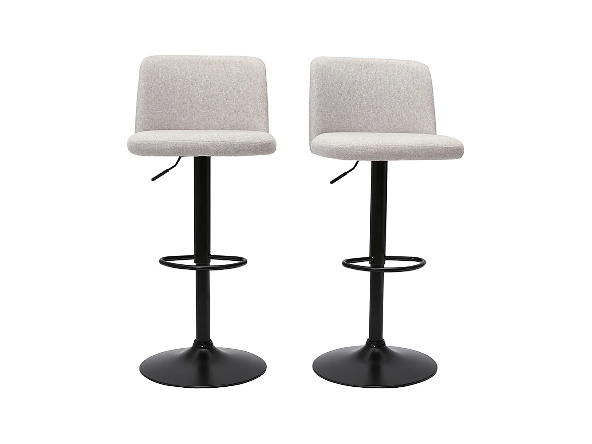 Tabourets de bar réglables en tissu effet velours texturé beige et métal noir (lot de 2) MONTI