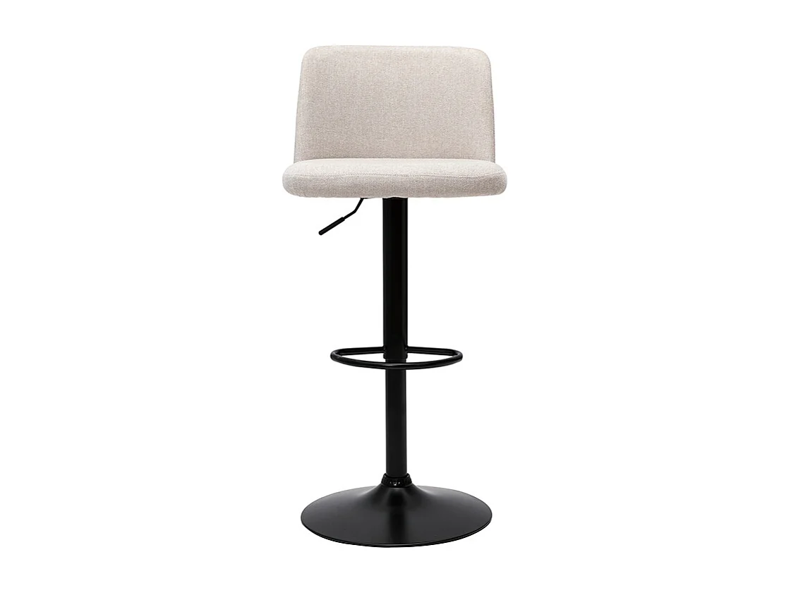 Barhocker höhenverstellbar Stoff mit strukturiertem Samteffekt in Beige und schwarzes Metall (2er-Set) MONTI