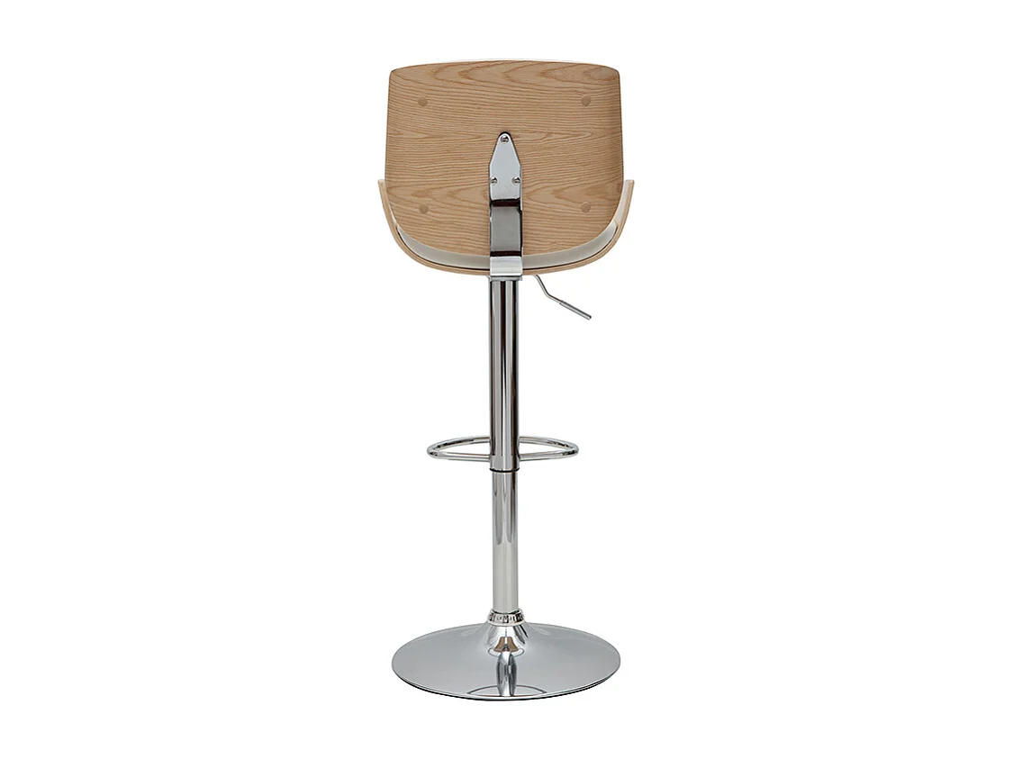 Tabouret de bar relevable blanc et bois clair VESPER