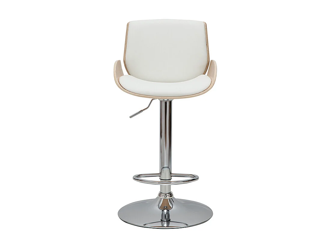 Tabouret de bar relevable blanc et bois clair VESPER