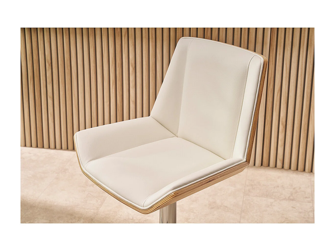 Design-Barhocker weiß und helles Holz MELKIOR