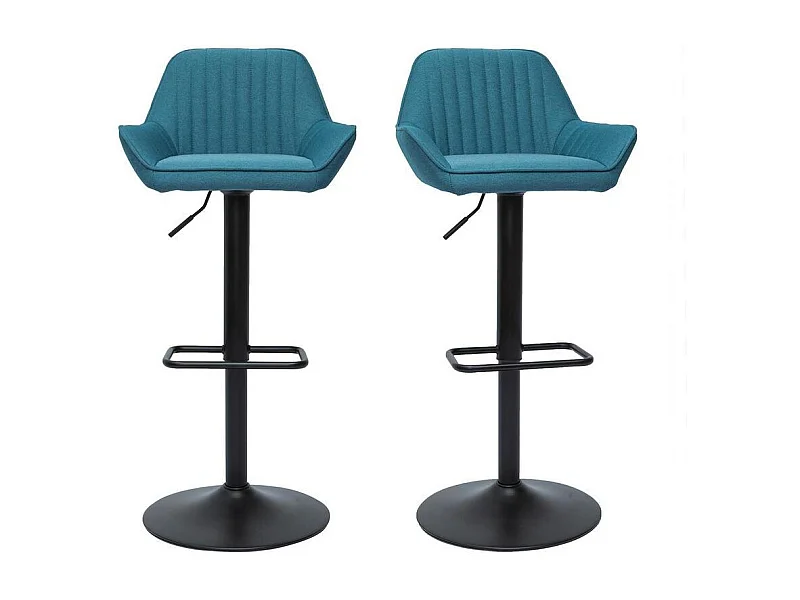 Tabourets de bar réglables design en tissu bleu (lot de 2) RONNIE