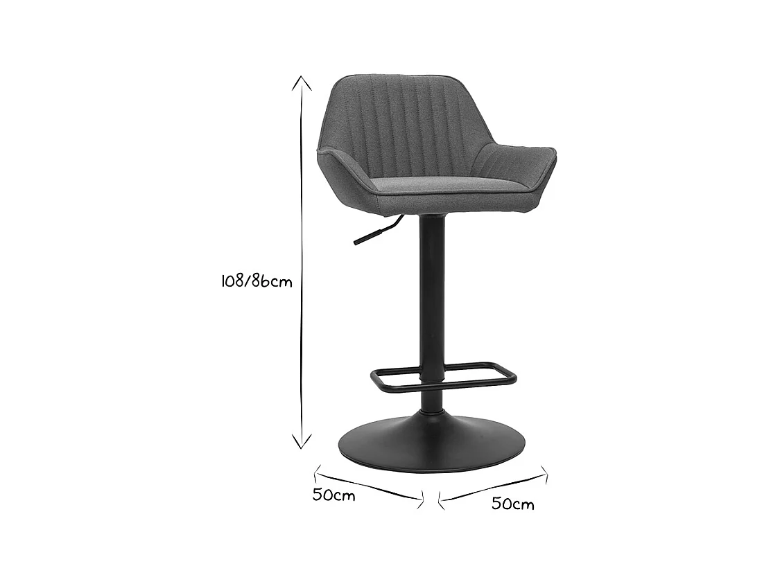 Tabourets de bar réglables design en tissu bleu (lot de 2) RONNIE