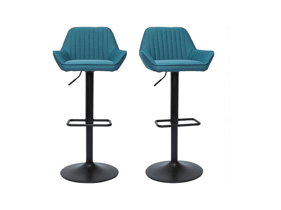 Tabourets de bar réglables design en tissu bleu (lot de 2) RONNIE
