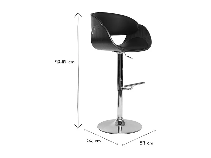 Sgabello da bar design nero e legno BENT