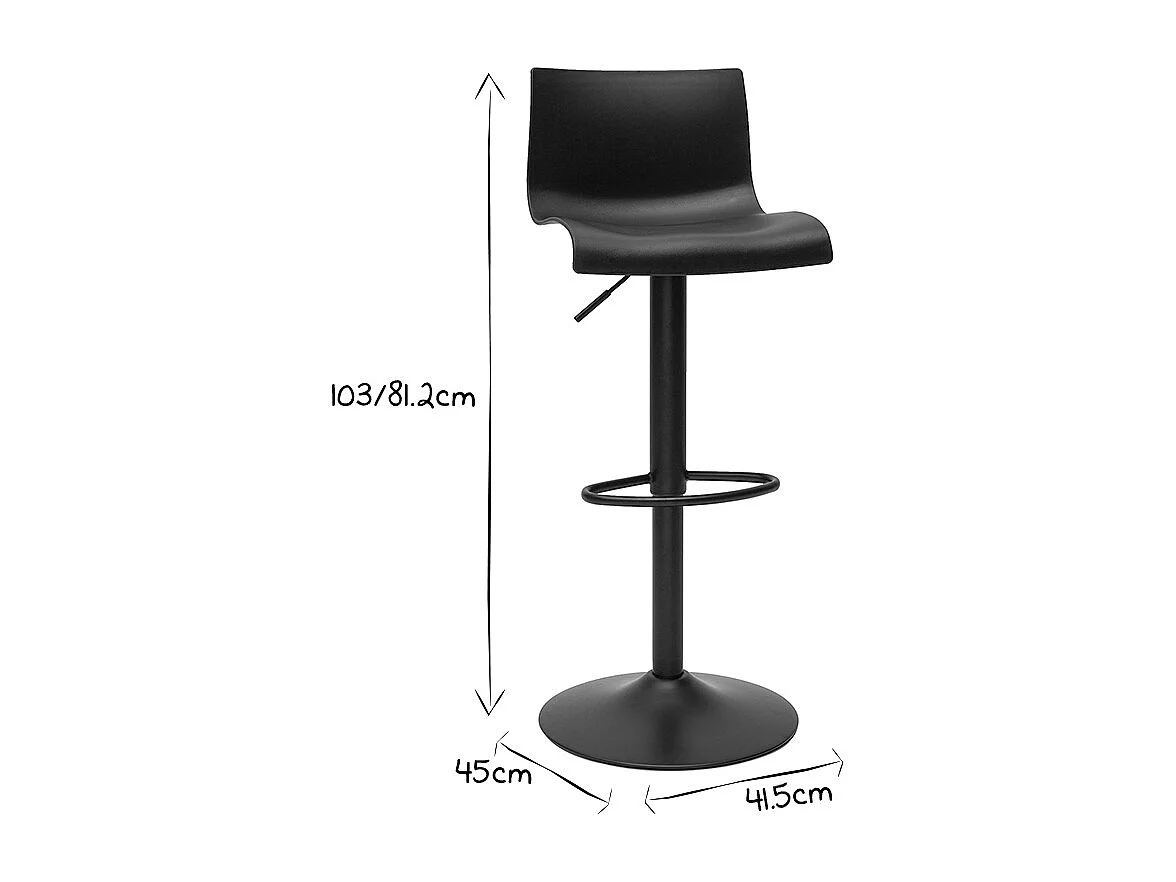 Taburetes de bar regulables en metal negro (lote de 2) ONA