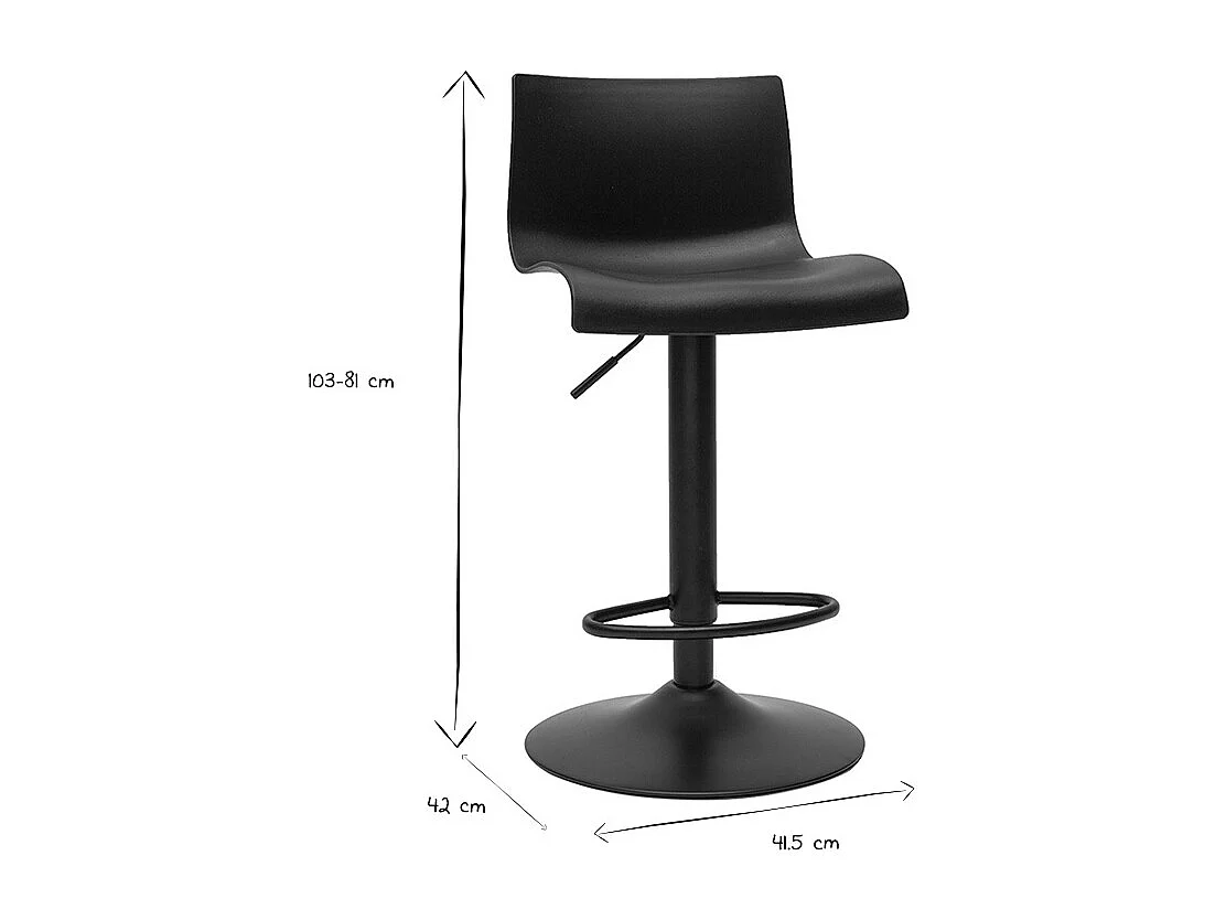 Taburetes de bar regulables en metal negro (lote de 2) ONA