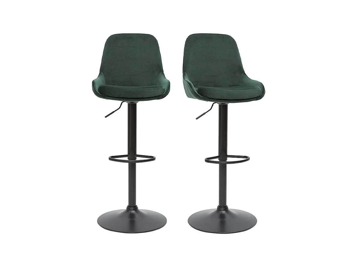 Tabourets de bar design réglables velours vert (lot de 2) HOLO
