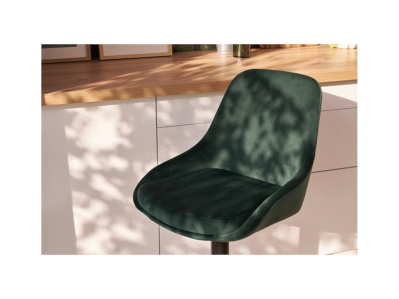 Tabourets de bar design réglables velours vert (lot de 2) HOLO