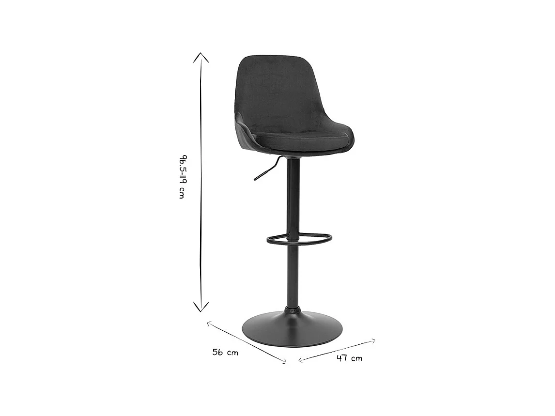 Tabourets de bar design réglables velours vert (lot de 2) HOLO