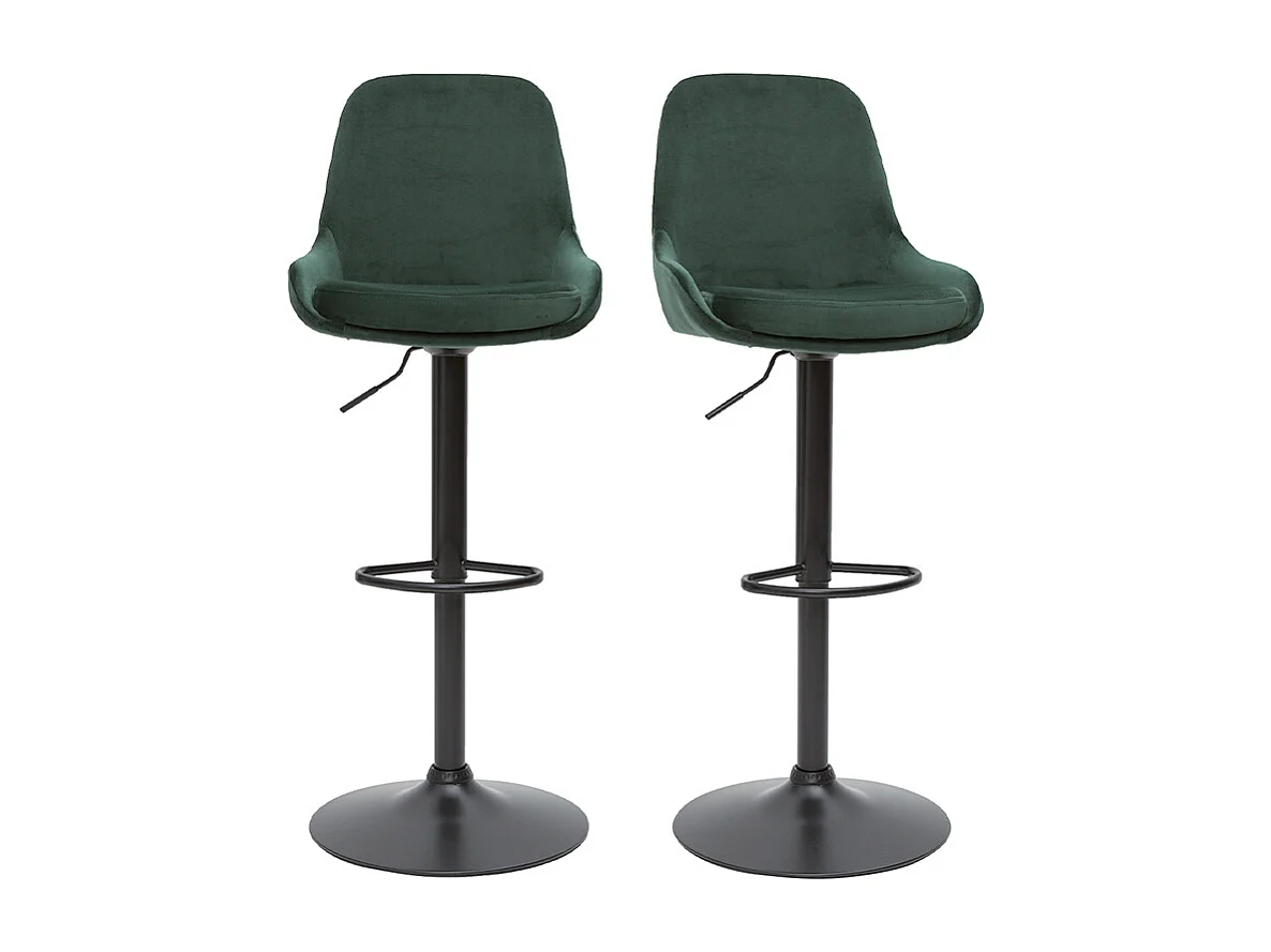 Tabourets de bar design réglables velours vert (lot de 2) HOLO