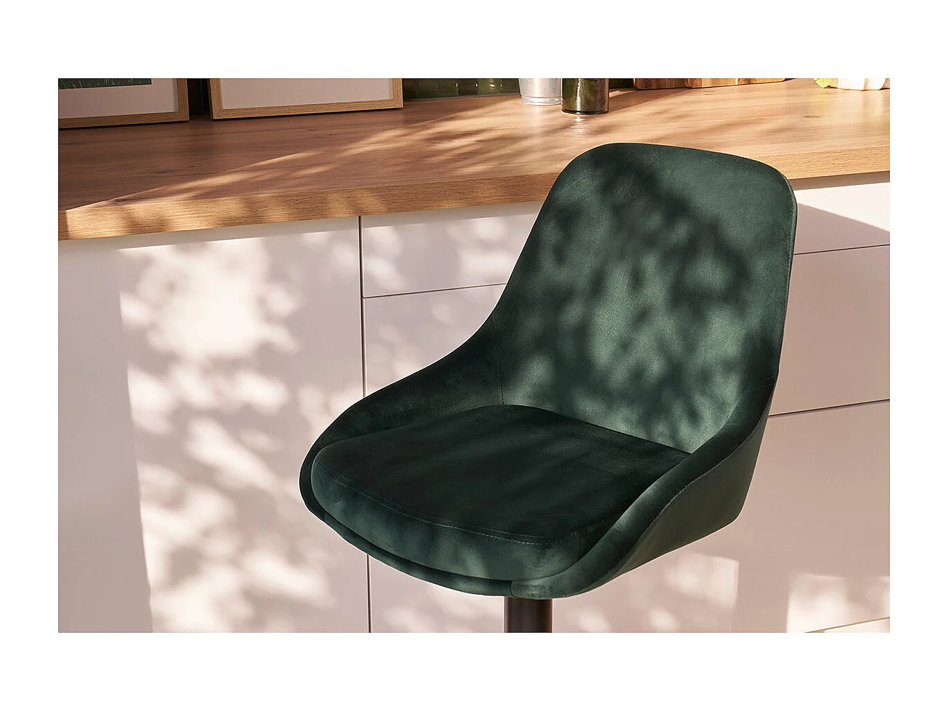 Tabourets de bar design réglables velours vert (lot de 2) HOLO