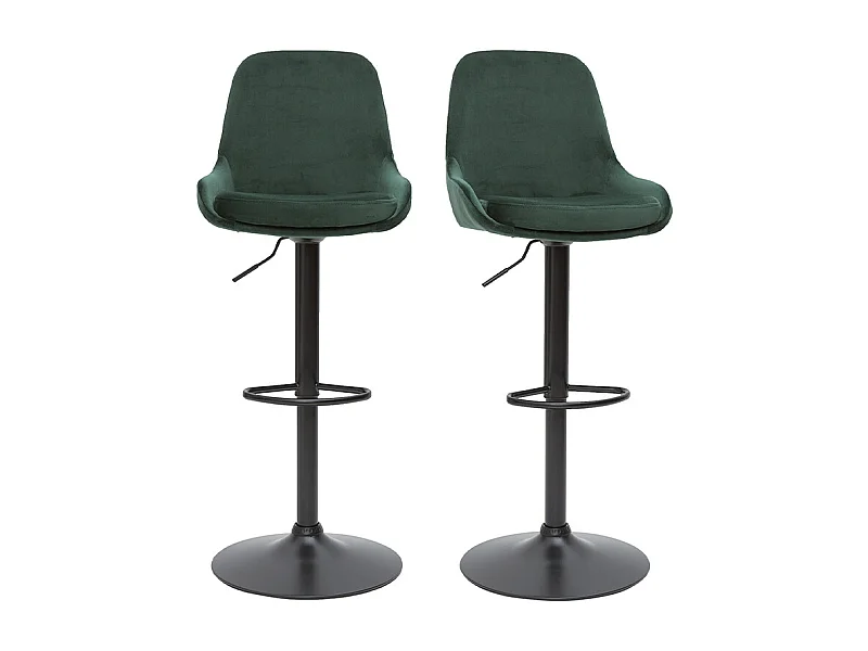 Tabourets de bar design réglables velours vert (lot de 2) HOLO