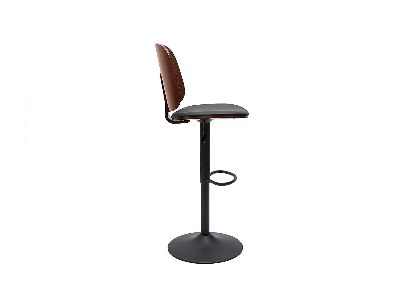 Tabouret de bar ajustable noir et noyer BECK