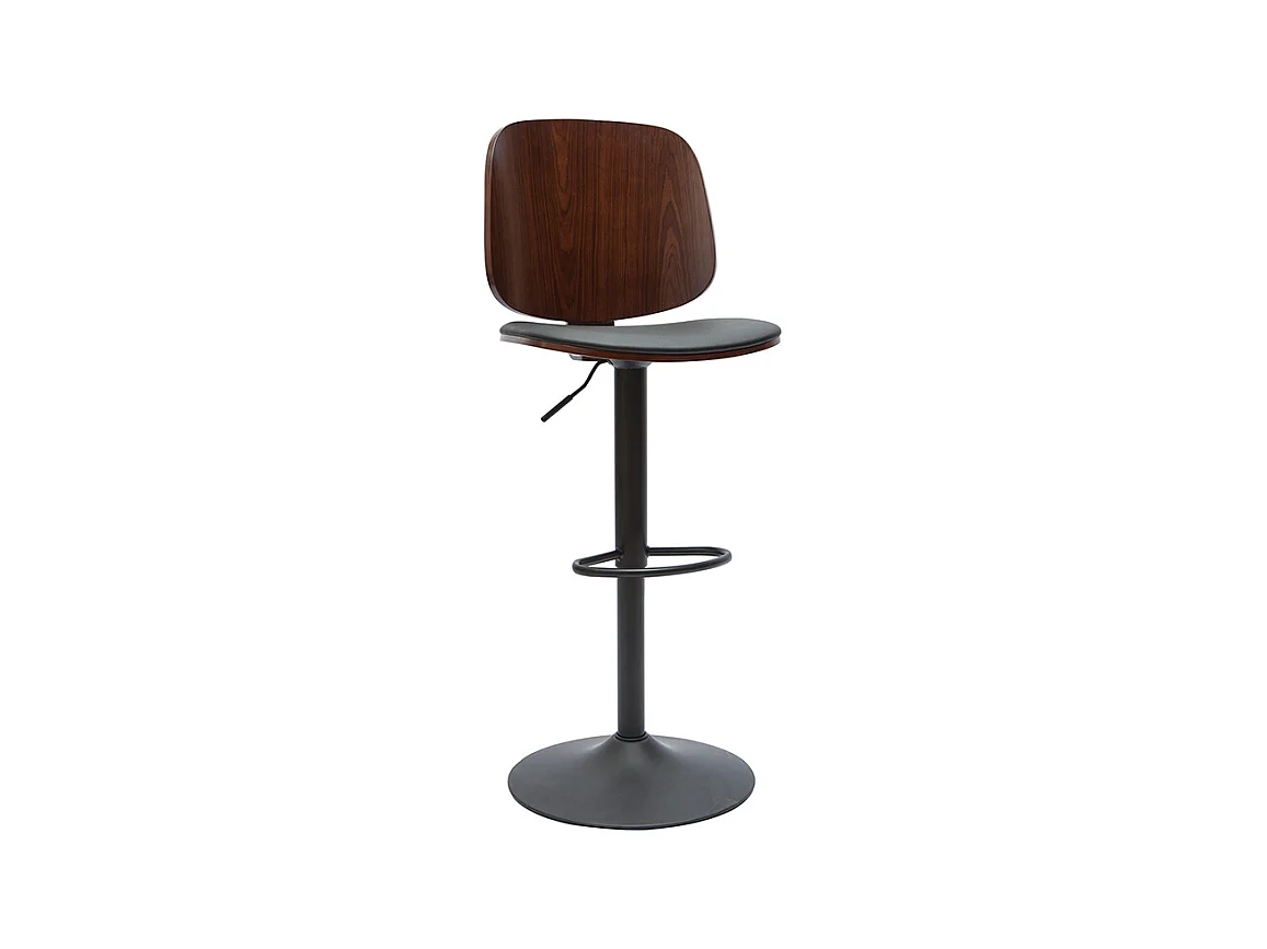 Tabouret de bar ajustable noir et noyer BECK