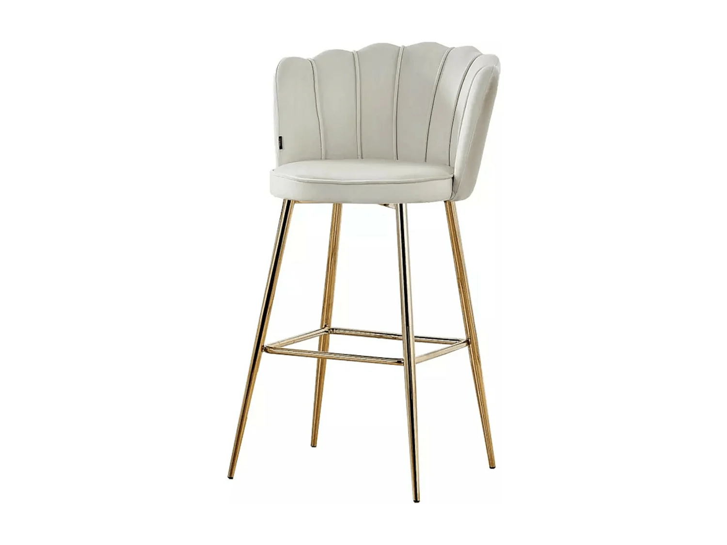 Chaise de bar moderne velours et pieds métal doré Pétale - Lot de 2-Couleur Noir