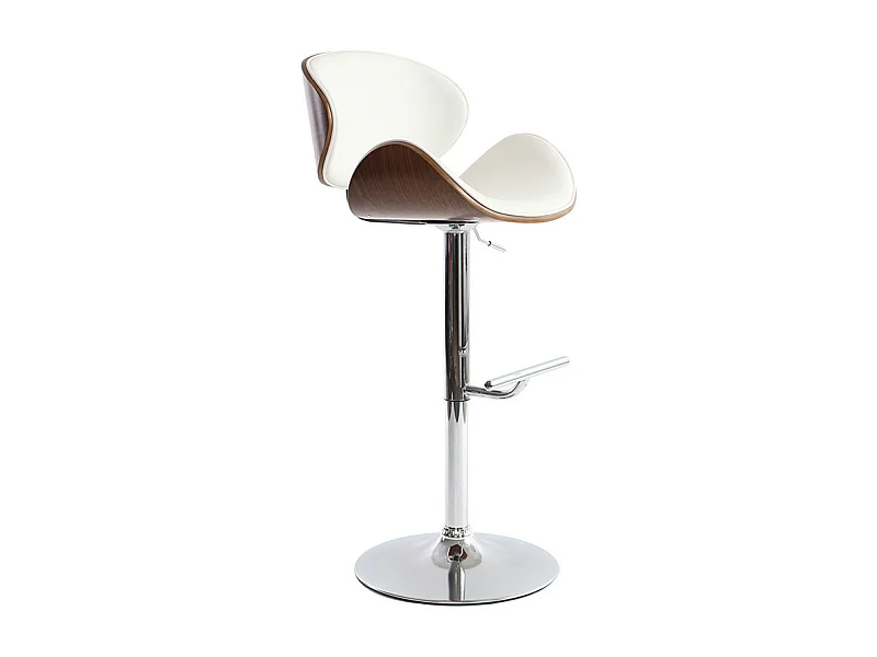 Taburete de bar de diseño blanco y madera WALNUT