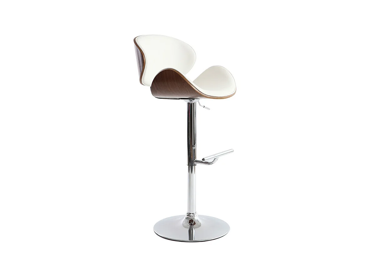 Tabouret de bar design blanc et bois foncé WALNUT