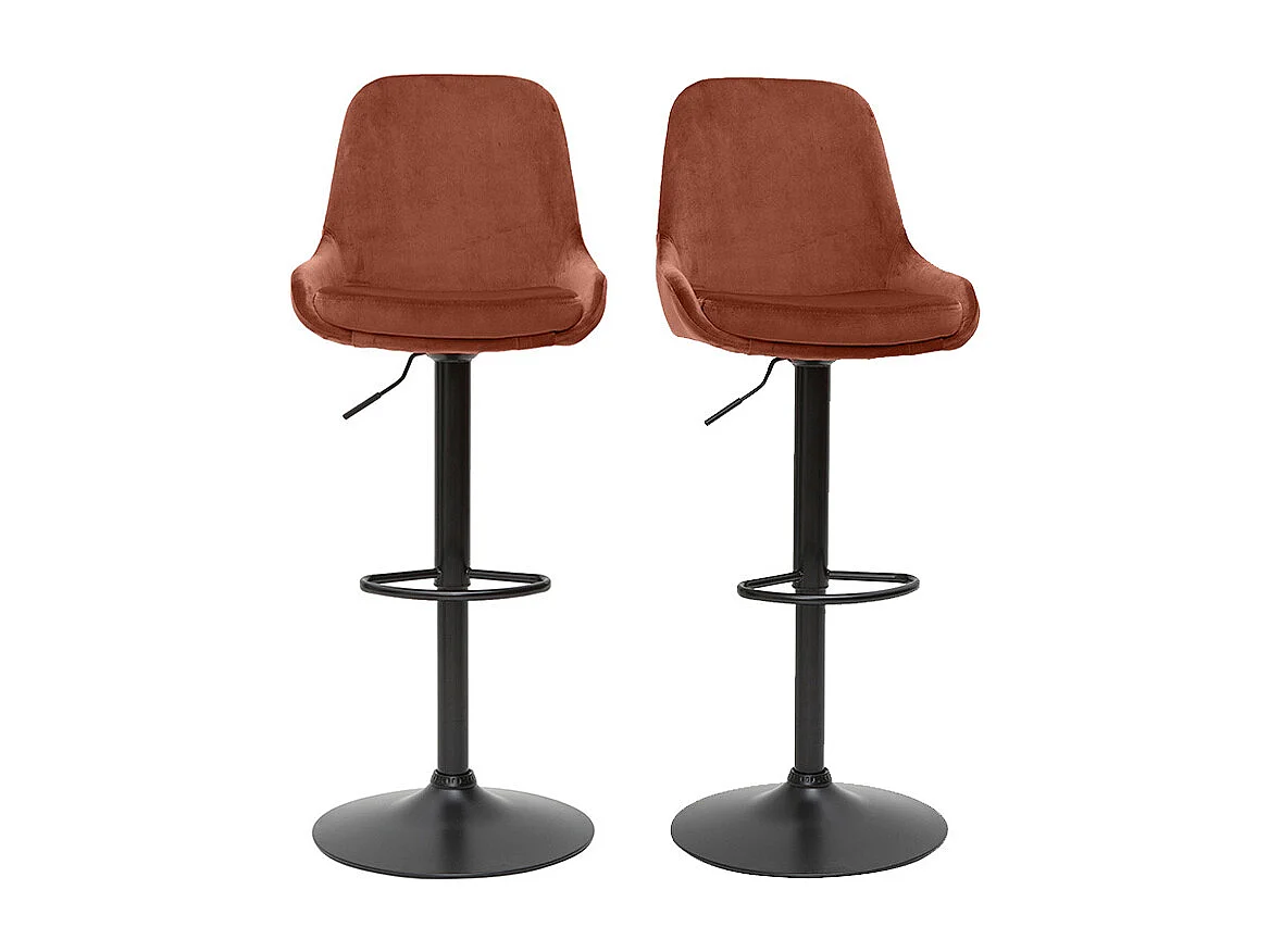 Höhenverstellbare Design-Barhocker roter Samt (2er-Set) HOLO