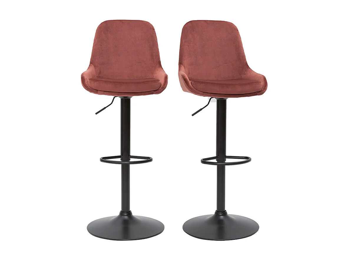 Höhenverstellbare Design-Barhocker roter Samt (2er-Set) HOLO