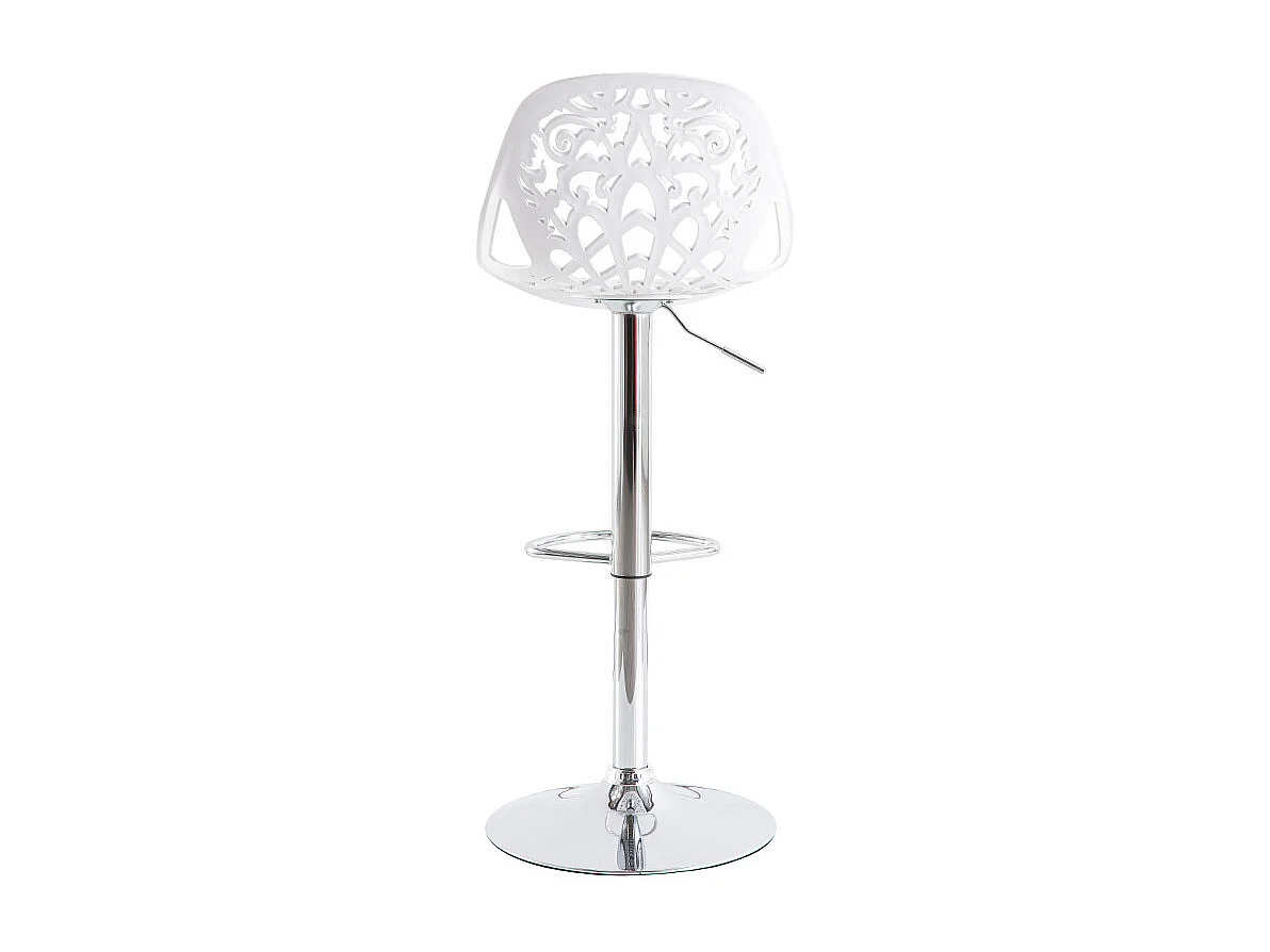 Tabourets de bar design avec motif baroque blanc (lot de 2) BAROCCA