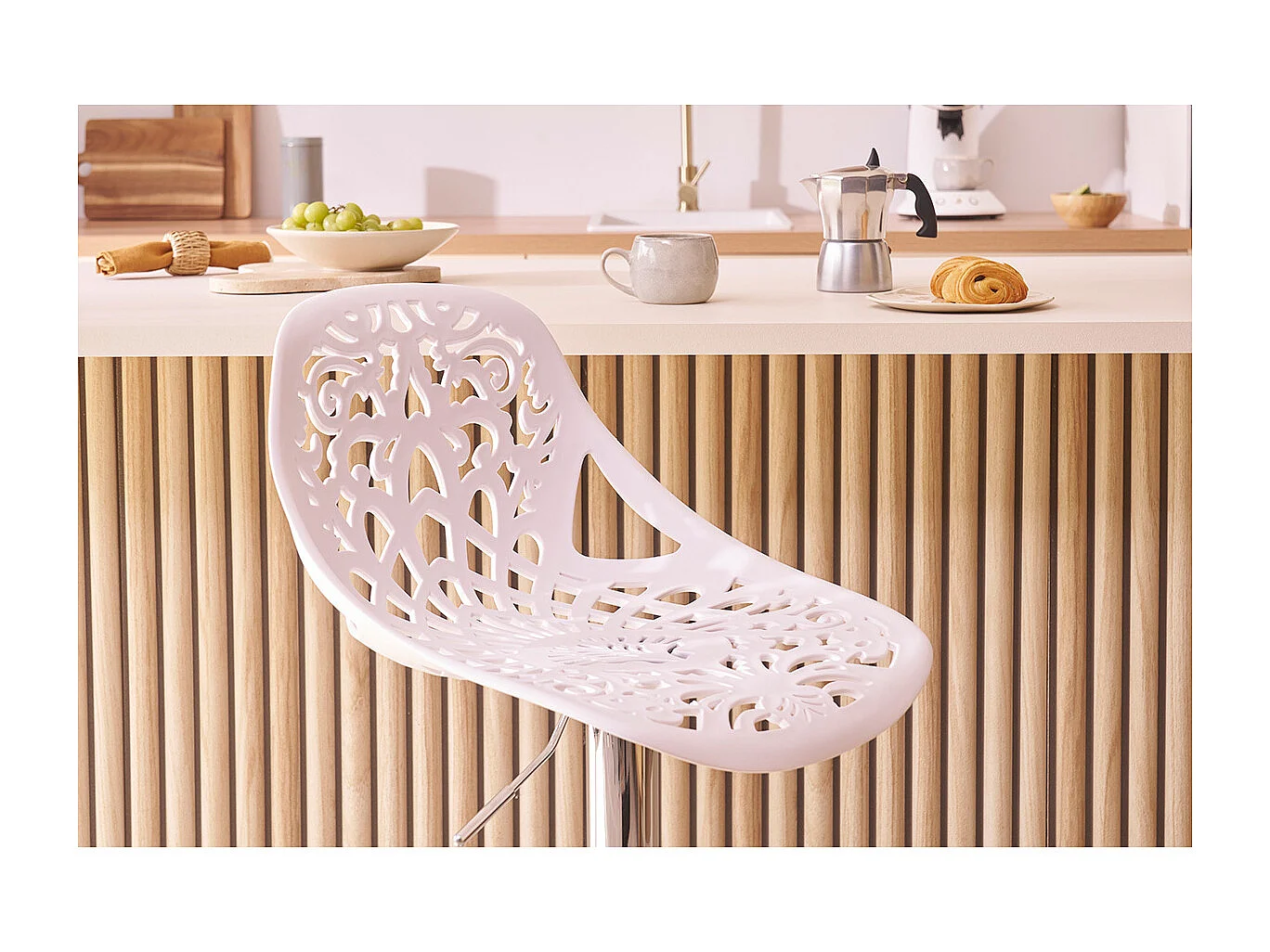 Taburetes de bar diseño barroco blanco - lote de 2 BAROCCA