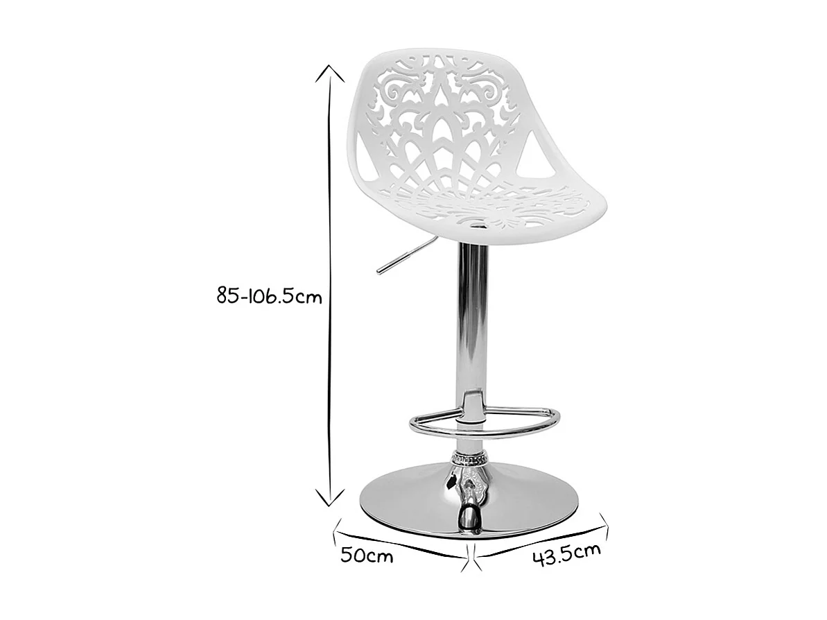 Taburetes de bar diseño barroco blanco - lote de 2 BAROCCA