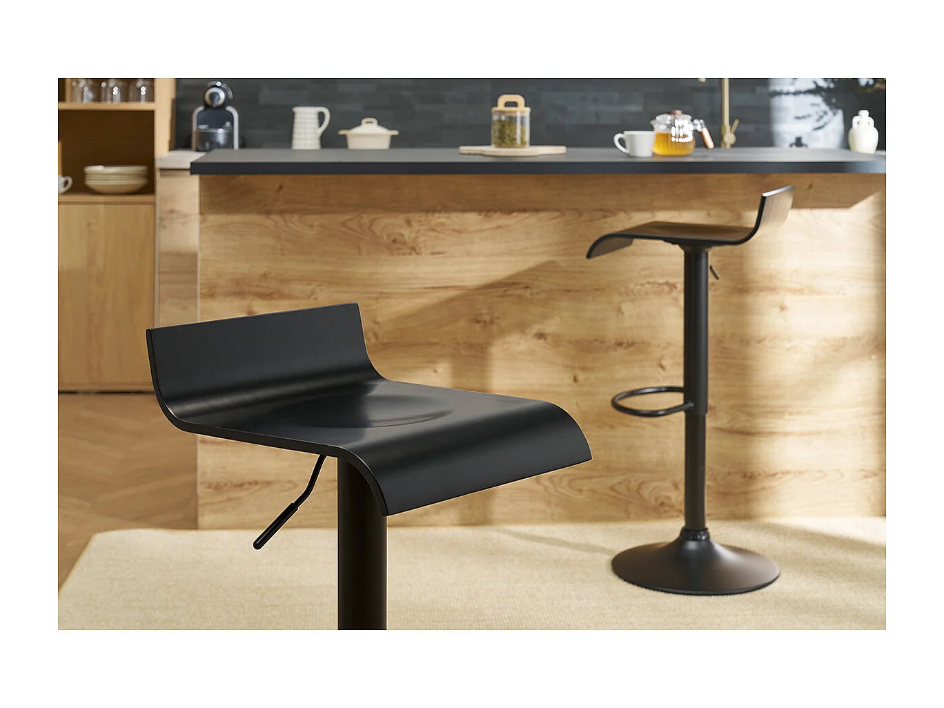 Design-Barhocker schwarz (2er-Set) SURF