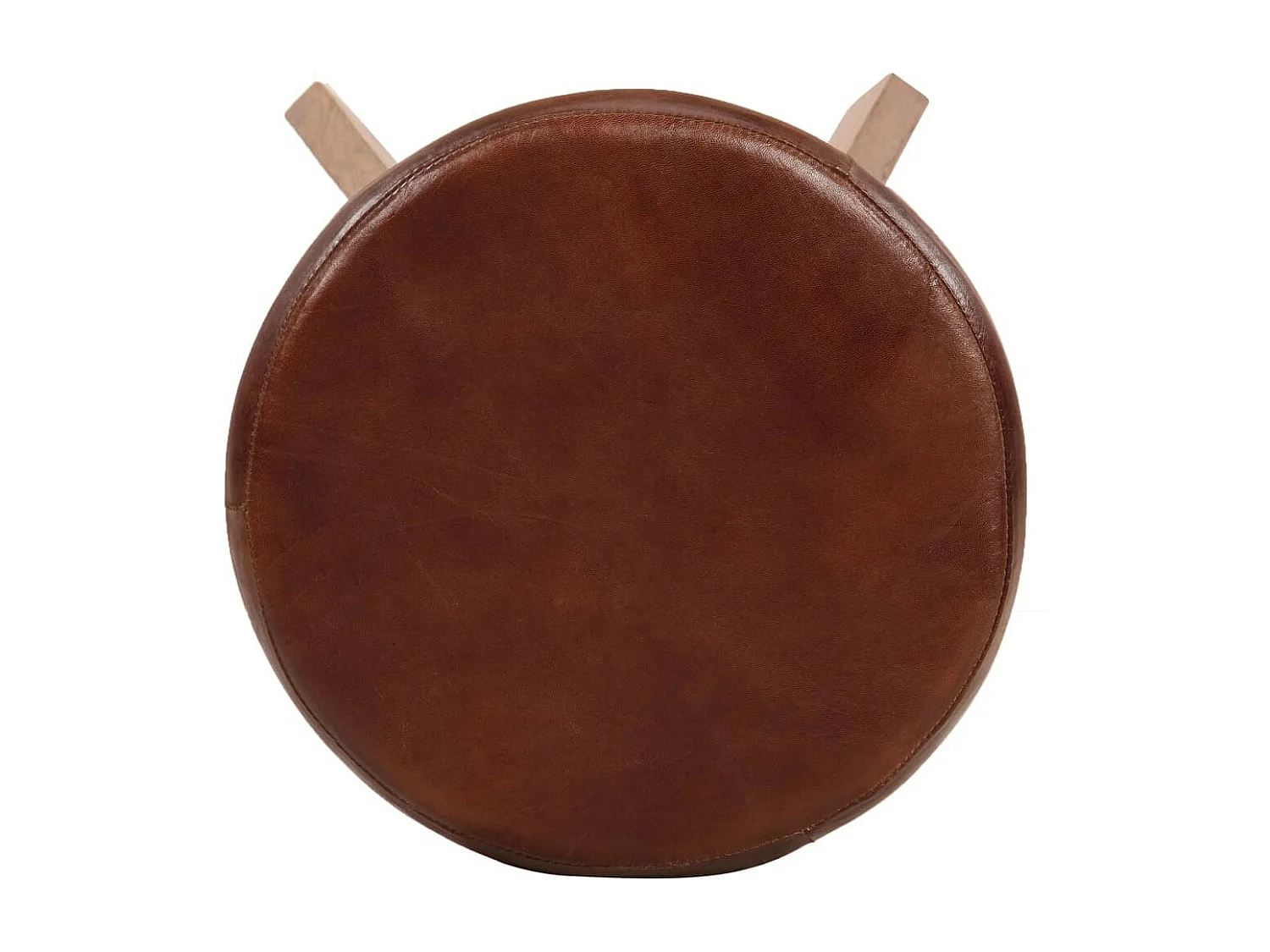 Tabouret de bar cuir marron et acacia massif clair Ival - Lot de 2