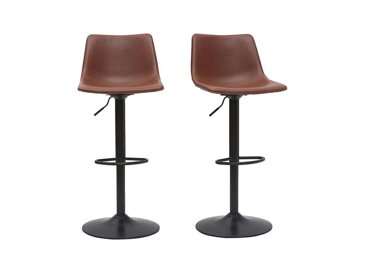 Tabourets de bar vintage réglables pivotants marron clair (lot de 2) NEW ROCK