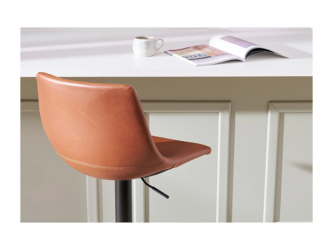 Taburete de bar vintage regulable PU marrón claro 61cm lote de 2 NEW ROCK