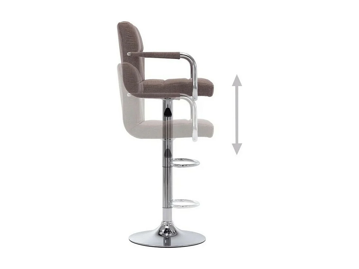 Chaise de bar tissu taupe et pied métal chromé Nexur