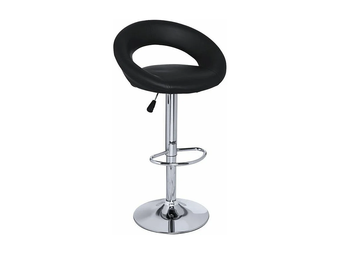 Tabouret chromé et simili cuir noir Calora