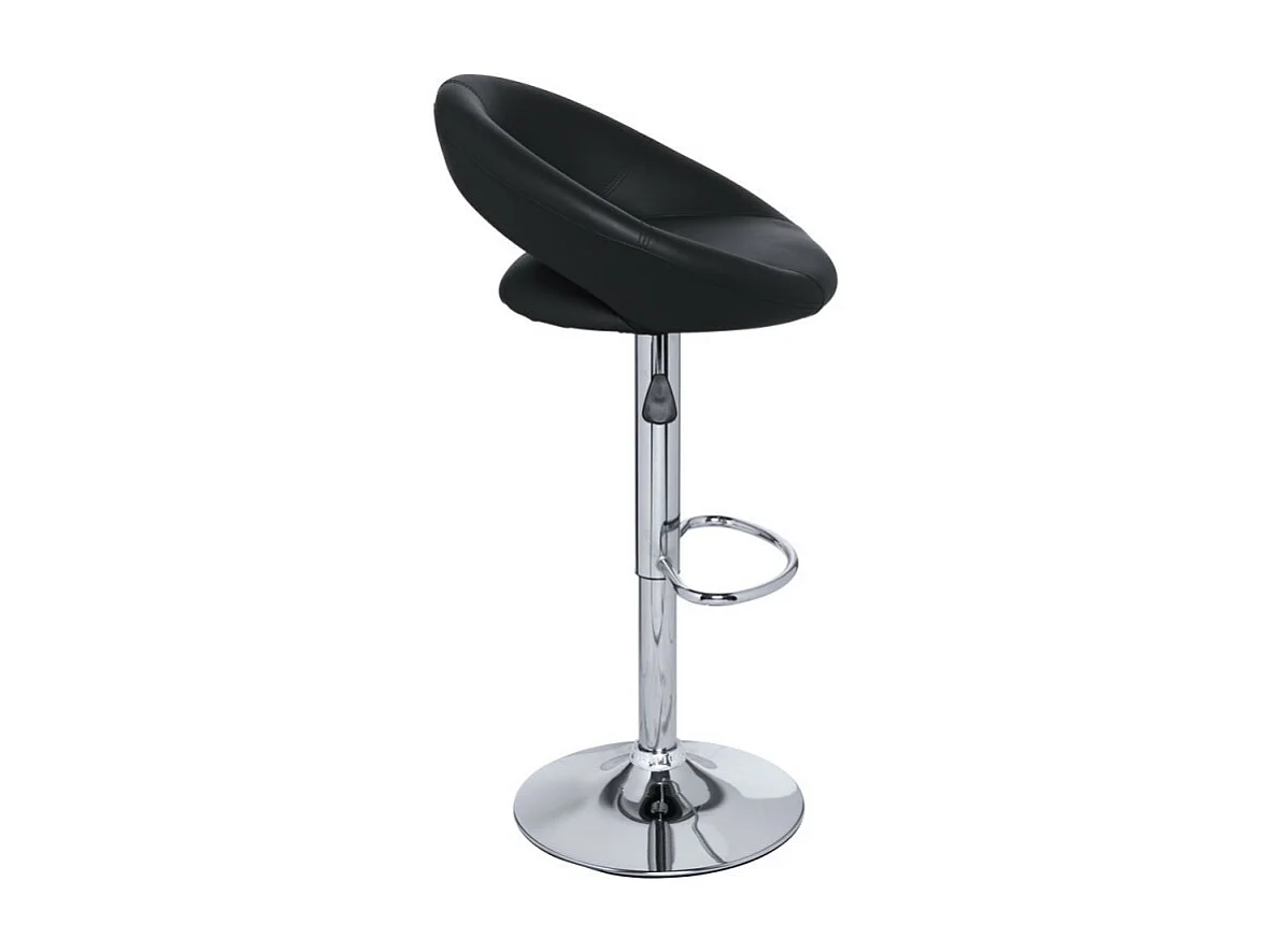 Tabouret chromé et simili cuir noir Calora