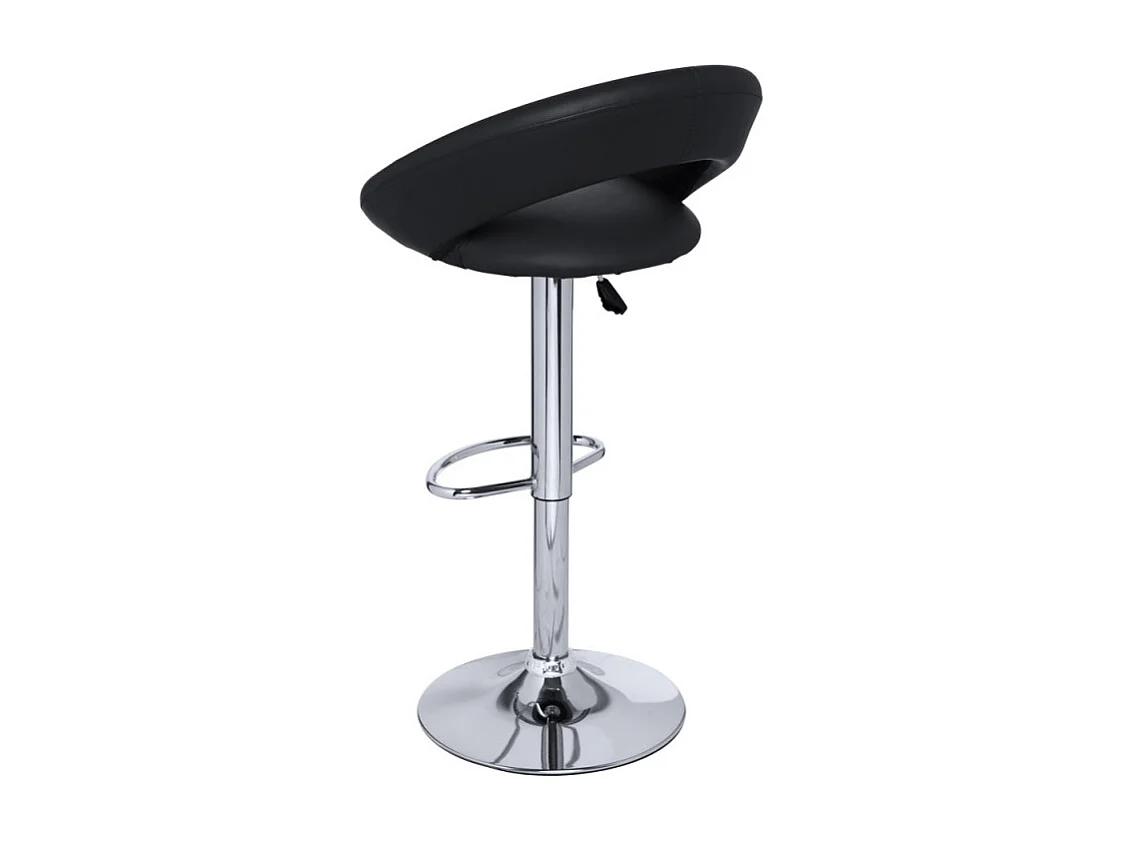 Tabouret chromé et simili cuir noir Calora