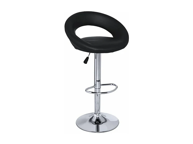 Tabouret chromé et simili cuir noir Calora