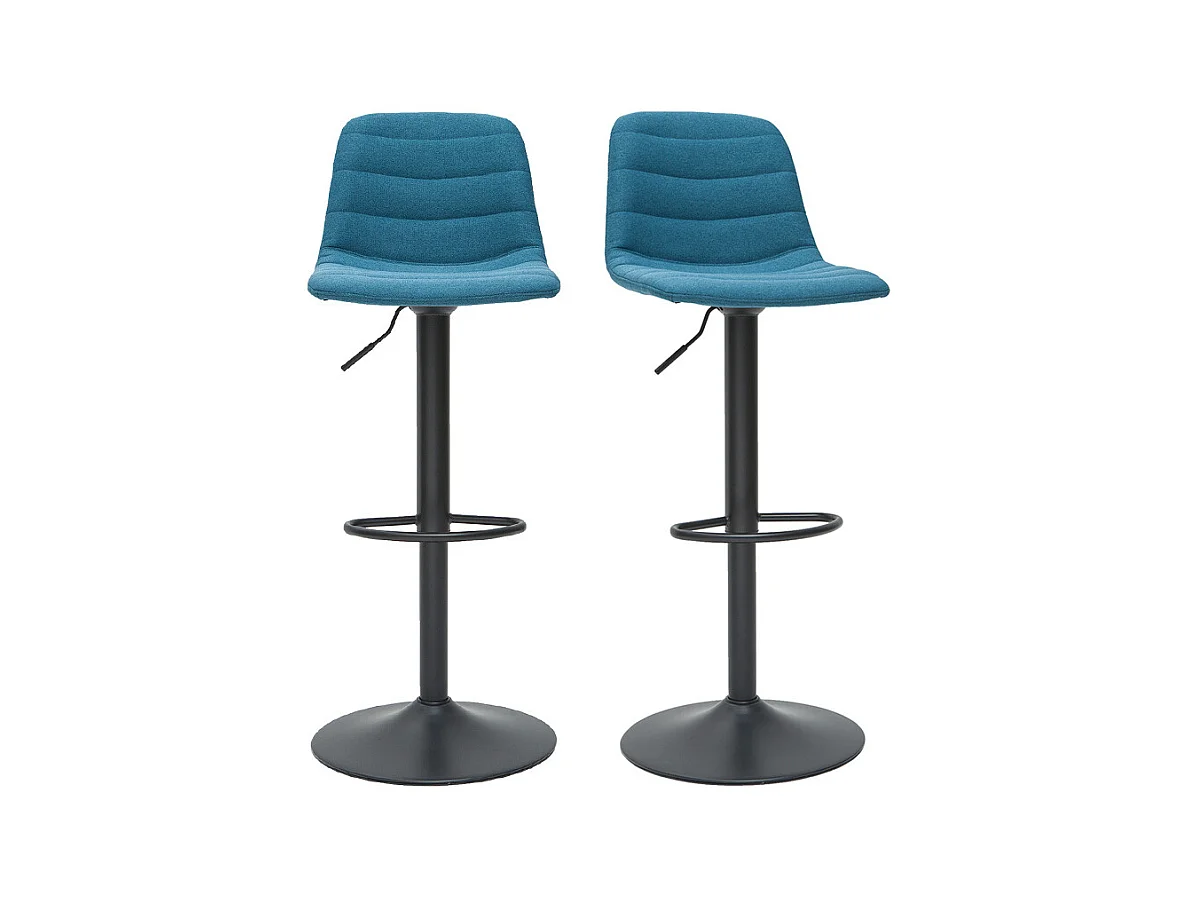 Tabourets de bar réglables en tissu et métal bleu canard (lot de 2) SAURY
