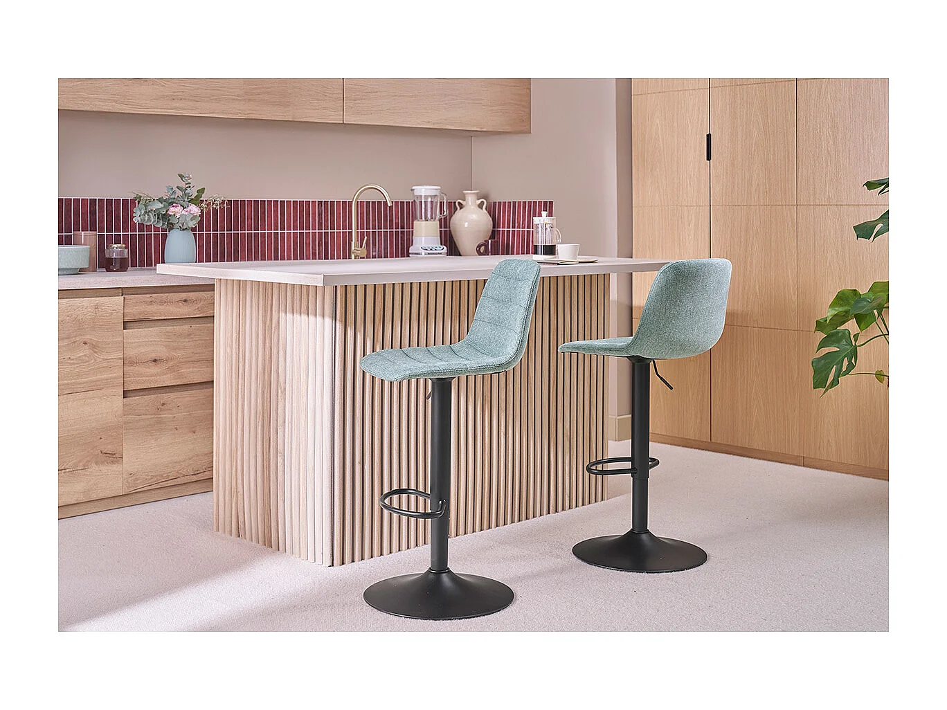 Taburetes de bar regulables tejido y metal azul petróleo (lote de 2) SAURY