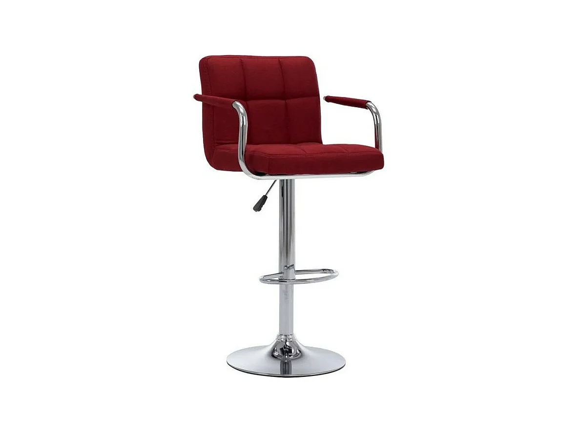 Chaise de bar tissu bordeaux et pied métal chromé Nexur