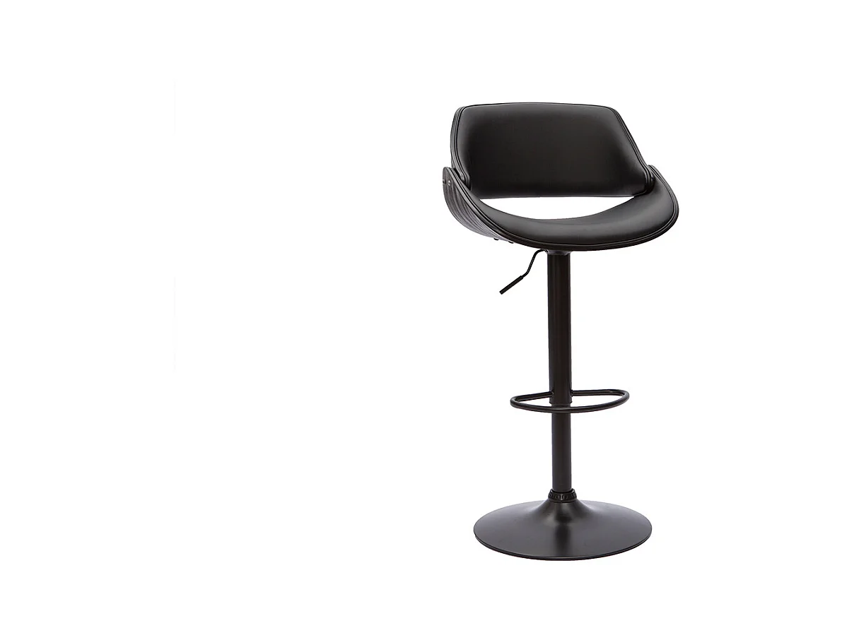 Taburete de cocina de diseño regulable madera y metal negro CLASH