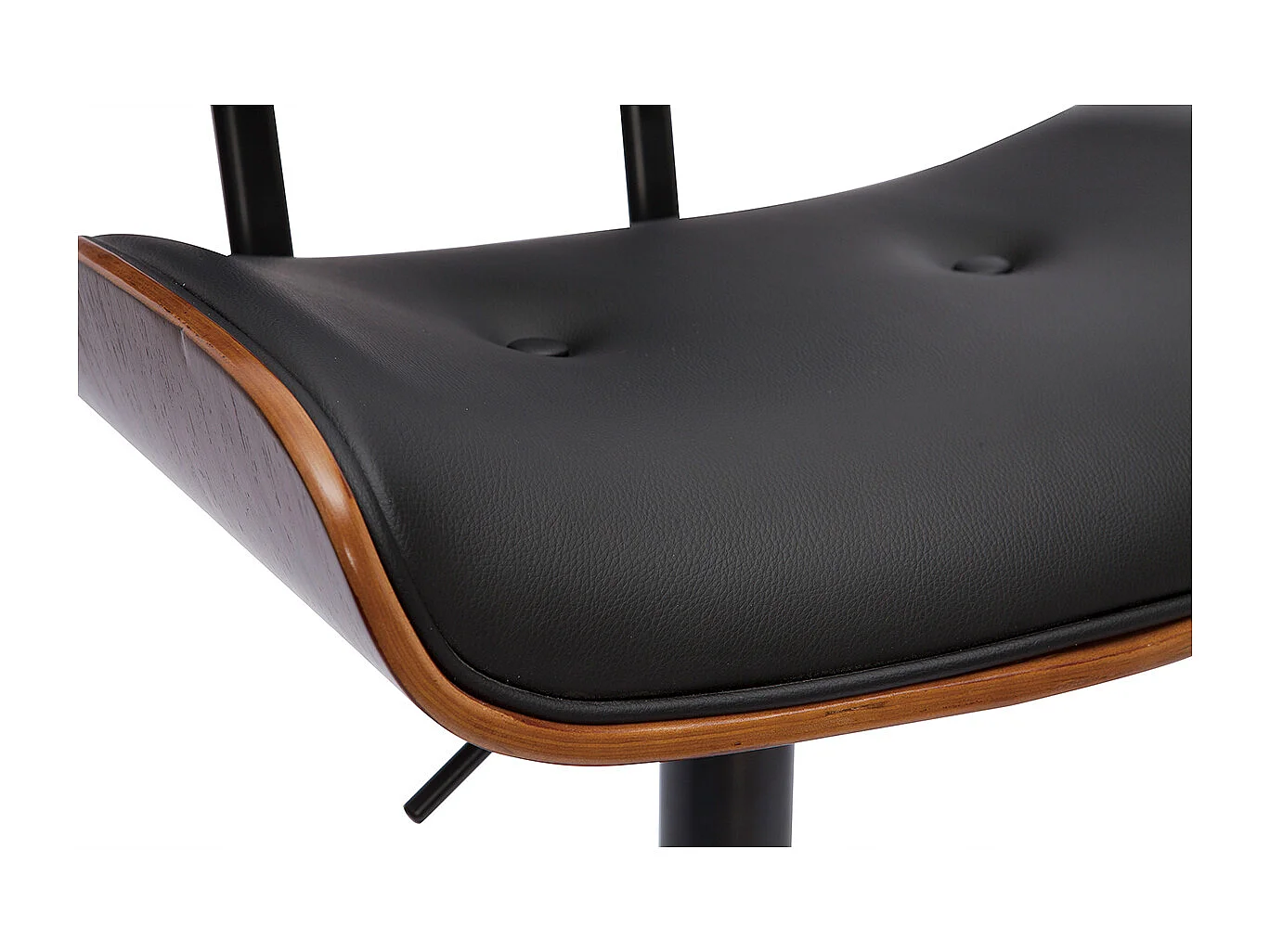 Taburete de cocina de diseño regulable negro con madera oscura BASILE