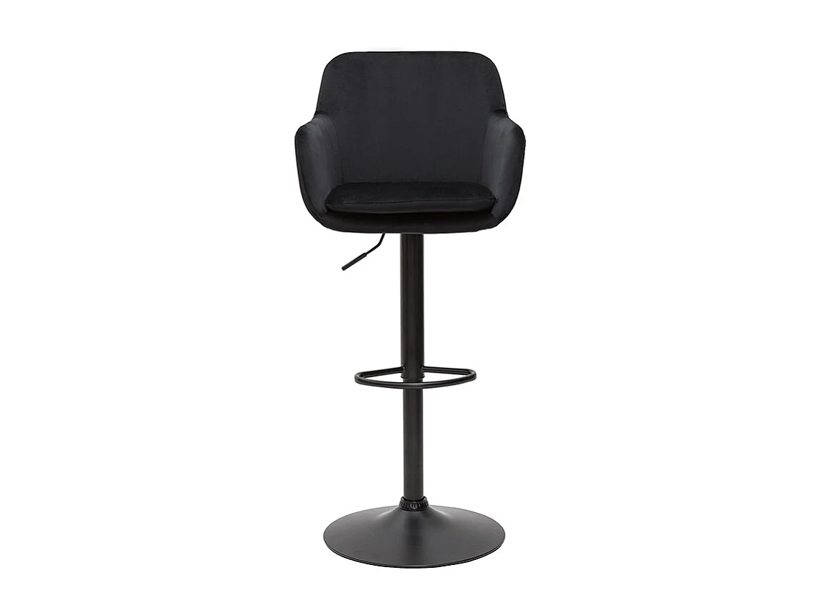 Sgabelli da bar regolabili in velluto nero e metallo nero (set di 2) AMIKA