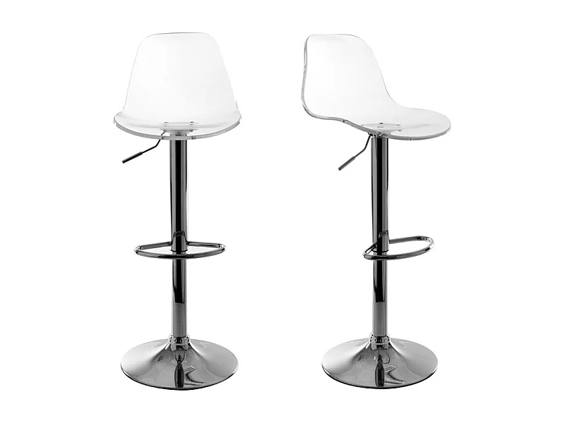 Tabourets de bar design réglables transparents (lot de 2) GALILEO