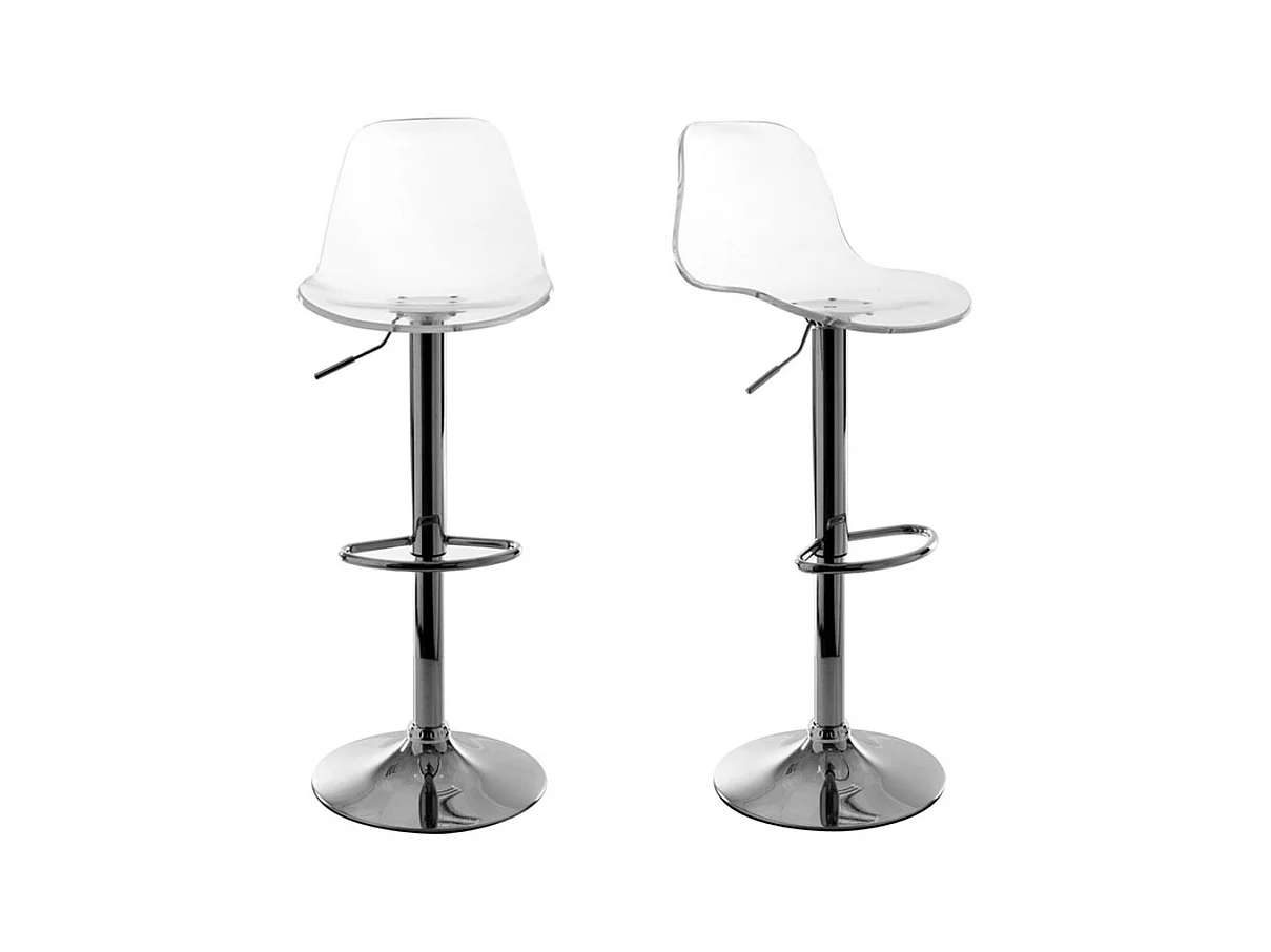 Tabourets de bar design réglables transparents (lot de 2) GALILEO